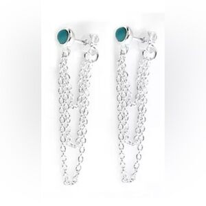 Affinity Gems Turquoise Stud & Chain Earrings Sterling Silver